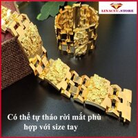 Lắc tay nam trang sức nam vòng tay titan mạ 5 lớp vàng 18k chạm rồng nổi 5D cao cấp