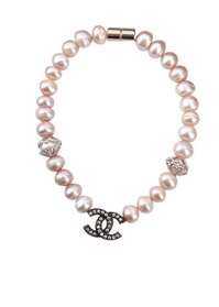 Lắc tay ngọc trai hồng tím chữ x