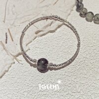 Lắc Tay Nữ Bạc 925 Dạng Kiềng Mix Đá Prehnite TOPGEMS Vòng Tay Đá Phong Thuỷ Prehnite Xanh Rêu 10mm Tự Nhiên Cổ Phong