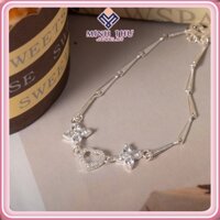 Lắc Tay Nữ Bạc 925  Mặt Hoa Trái Tim Đính Đá MINH THƯ JEWELRY MTL7030