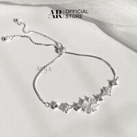 Lắc tay nữ bạc 925 vòng tay dây rút kiểu dáng bốn lá-AURASILVER-LT08