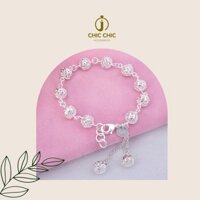 Lắc Tay Nữ Bạc Cao Cấp Phối Hạt Tròn Thời Trang Cá Tính | Lắc Tay Chic Chic C26