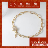 Lắc tay nữ bạc đẹp mắc xích vuông Gix Jewel khoá trái tim gắn chữ khắc tên theo yêu cầu
