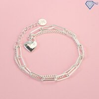 Lắc tay nữ bạc đẹp mặt trái tim khắc tên LTN0188 Trang Sức TNJ