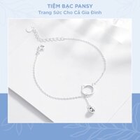 Lắc tay nữ bạc PANSY thiết kế mèo và chuông dễ thương, lắc bạc đeo tay cho nữ bằng bạc ta 925 thật giá rẻ