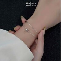 Lắc tay nữ bạc s925 xi kim vòng tay kiềng xích lăn tròn đính đá-Diem Silver-LT20