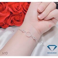 Lắc tay nữ bạc thật giá rẻ hình tròn đính đá nhỏ siêu xinh - Kho sỉ bạc Nhất Linh