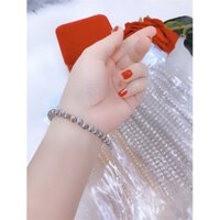 Lắc tay nữ hạt bi tròn 3mm cực xinh, màu bạc bền màu, khóa móc, <60kg đeo vừa