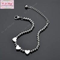 LẮC TAY NỮ INOX BI TRÁI TIM - trắng, đẹp, không đen, CÓ KHẮC TÊN THEO YÊU CẦU