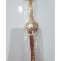 Lắc tay nữ inox mạ vàng hình hoa hồng đính đá sang trọng