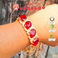 Lắc tay nữ Kim Tiền Đá Đỏ siêu bền mạ vàng 18k không đen gỉ, lắc tay đẹp mạ vàng Lokalo