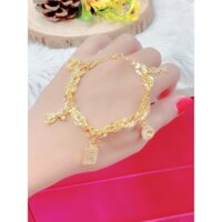 Lắc Tay Nữ Mạ Vàng 18k Hai Màu Mix Charm Xinh Nhiều Charm 130R3107