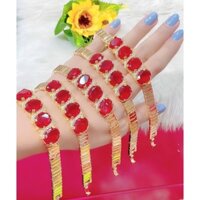 Lắc Tay Nữ Mạ Vàng 18k Mặt Đá Trắng Xinh Đẹp (Freesize) - Lokalo -Dễ Phối Thời Trang - Hàng Xuất Khẩu - Y Vàng Thậ.t