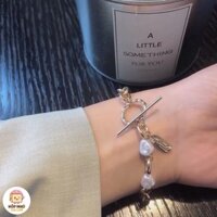 Lắc tay nữ phối ngọc bạc s925 cá tính