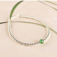 Lắc Tay Nữ S925 Dây Bi Trơn Kết Hợp Đá Thời Trang Dể Thương BTJ078