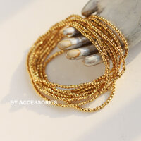 Lắc tay nữ titan chuỗi hạt tròn nhỏ vát cạnh đa diện lấp lánh co dãn mạ vàng 18K không gỉ WB2232