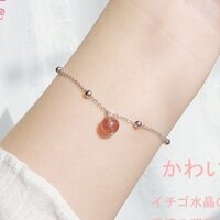 Lắc tay nữ treo hạt hồng dâu loại nhỏ thanh mảnh dễ thương trend hàn quốc Mẫu Mới