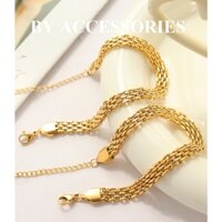 Lắc tay nữ unisex titan kiểu xích lưới đan dây đồng hồ mạ vàng 18K thời trang không gỉ WB2326 BY ACCESSORIES