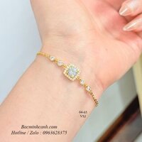 Lắc tay nữ vàng 10k mặt vuông viền đá LTNU433