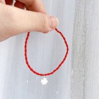 Lắc tay SÓI BẠC chỉ đỏ mix charm cỏ bốn lá bạc 990 may mắn SÓI BẠC JEWELRY