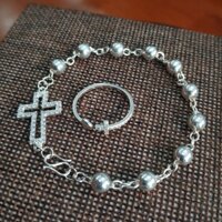 Lắc tay Thánh Giá bạc ta Thánh Giá đính đá siêu xinh  M47 - Quà tặng Công Giáo