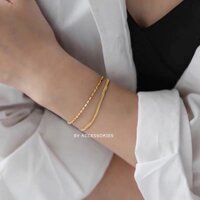 Lắc tay titan dây kép xương cá và dây trúc mảnh màu vàng không gỉ