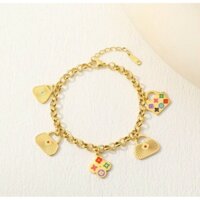 LẮC TAY TITAN PHỐI CHARM TITAN GIỎ XÁCH CỎ 4 LÁ ĐA SẮC LUNG LINH - TITAN CHUẨN LOẠI 1 KO ĐEN