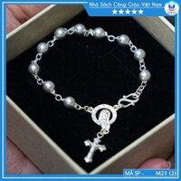 Lắc tay tràng hạt bạc M21 (6ly) - Vòng mân côi bạc - Chuỗi mân côi bạc ta - Lắc tay Thánh Giá NSCGVNHN