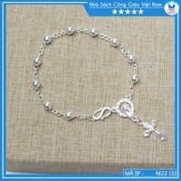Lắc tay tràng hạt bạc M22 (4ly) - Vòng mân côi bạc - Chuỗi mân côi bạc ta - Lắc tay Thánh Giá cho nam nữ NSCGVN- HN