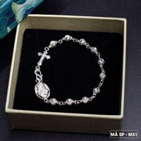 Lắc tay tràng hạt bạc M31 - Vòng mân côi bạc - Chuỗi mân côi bạc ta - Lắc tay Thánh Giá (6ly) 17cm-20cm