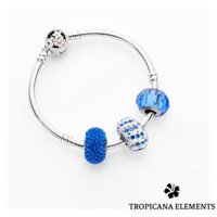 Lắc Tay Tropicana Phối Charm Swarovski Pha Lê Màu Biển Xanh - size 17 - khóa bông