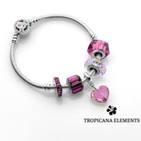 Lắc Tay Tropicana Phối Charm Swarovski Pave Tim Tím - size 17 - khóa bông
