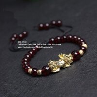 Lắc tay tỳ hưu mạ vàng 24k, hạt đá Granet