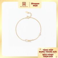 Lắc tay vàng 10K Bảo Tín Mạnh Hải hoạ tiết nơ đính đá CZ nhỏ xinh thanh lịch PYLTV10CZH-411003