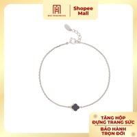 Lắc tay vàng 10K chất liệu vàng trắng cỏ 4 lá đá đen PYLTV10KD0-411006 Bảo Tín Mạnh Hải