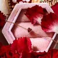 Lắc tay vàng 10k Heart Garnet
