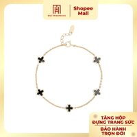 Lắc tay vàng 10K thiết kế cỏ 4 lá đá đen viền phay cổ điển Bảo Tín Mạnh Hải PYLTV10KD0-501002