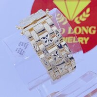 Lắc Tay, Vòng Tay Nam Mạ Vàng 18K Họa Tiết Hàng Rào Hoa 4 Cánh Vân Nổi Ms 0125 Bền Đẹp