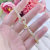 Lắc Tay, Vòng Tay Nữ Mạ Vàng 18K Họa Tiết Khoá Hình Trái Tim Đính Đá Sang Trọng