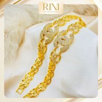 Lắc tay xi mạ vàng mặt chữ X đính đá, dây xoắn hình vô cực, Lắc tay xi mạ vàng mặt chữ X đính đá cho nữ sang trọng