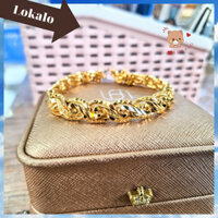 Lắc tay xích thời trang unisex mạ vàng 18k với kiểu dáng cá tính và khắc ký hiệu vàng 999 y thật Lokalo 4.5.23