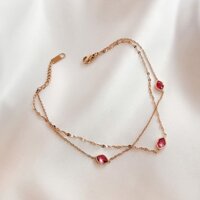 Lắc Titan Cao Cấp 2 Sợi Đôi Đá Hồng Ruby