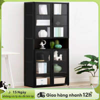 LACCOHUG Tủ sách bằng tre trong suốt 5/6/7 tầng Kệ để đồ Kệ lưu trữ