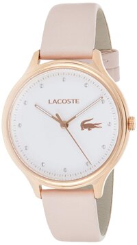 Lacoste Women's Constance Quartz Rose Gold IP and Leather Strap Casual Watch, Pink, 2001087