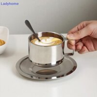 Lady 180ml / 200ml Cốc Cà Phê Hai Lớp Chống Nóng Bộ Cốc Trà Inox Có Đĩa Và Thìa VN