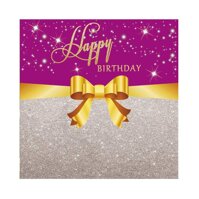 Laeacco Happy Birthday 10x10ft Vinyl Photography Background Fabulous Shiny Stars Golden Ribbon Bow Glittering Rosered Backdrop Woman Birthday Party...