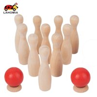 LAHOMIA Đồ chơi bowling bằng gỗ 10 bình cho trẻ em 3 tuổi