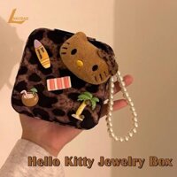 [Lakebao] Hộp đựng trang sức Hello Kitty in họa tiết da báo Bông tai vòng cổ hình mèo Sanrio KT Hộp lưu trữ di động Quà tặng trang sức dung tích lớn [MỚI]