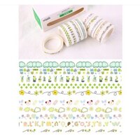 Lalunavn Bộ 10 Washi tape vintage 12 tông màu cute xinh yêu trang trí sổ tay bullet journal - A04 - L2