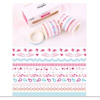 Lalunavn Bộ 10 Washi tape vintage 12 tông màu cute xinh yêu trang trí sổ tay bullet journal - A04 - L12